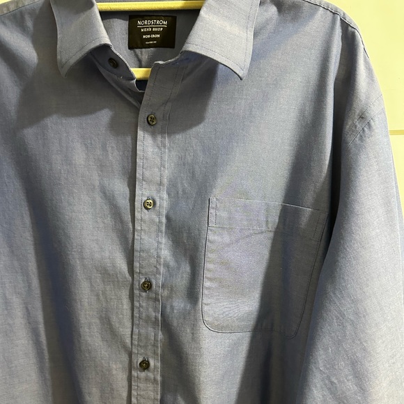 Nordstrom Mens Shop Non Iron 18.5 Long Sleeve Button Up Shirt Classic Fit 34” - Picture 2 of 9